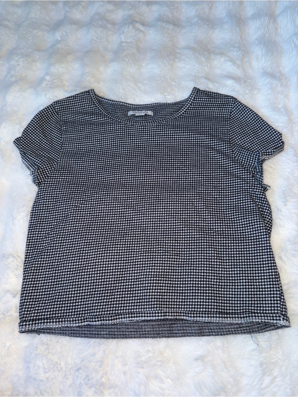 American Eagle Outfitters Black & White Gingham Short Sleeve Tee